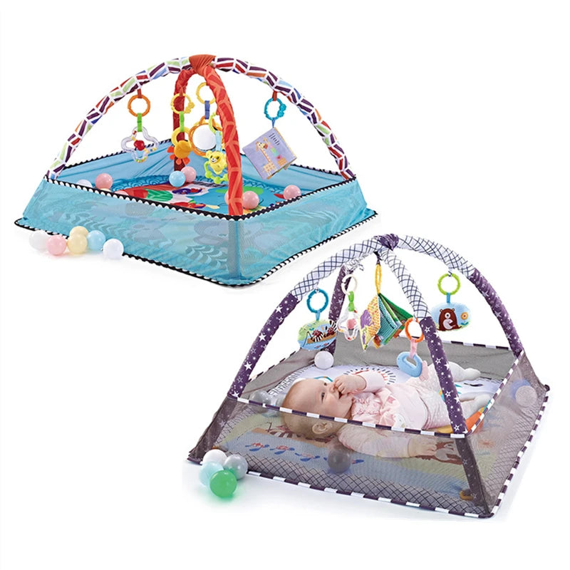Baby Play Mat With Safety Mesh Guard