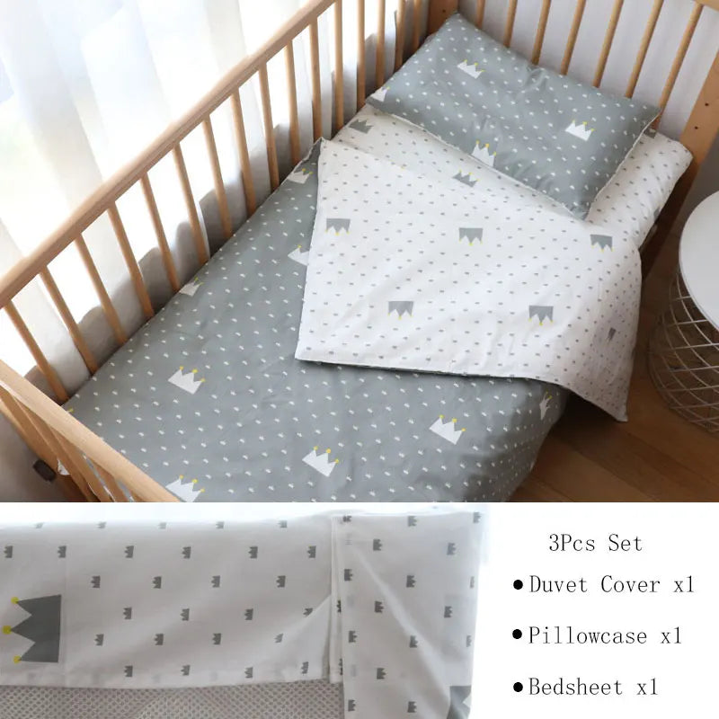 3 Pcs Crib Bedding Set