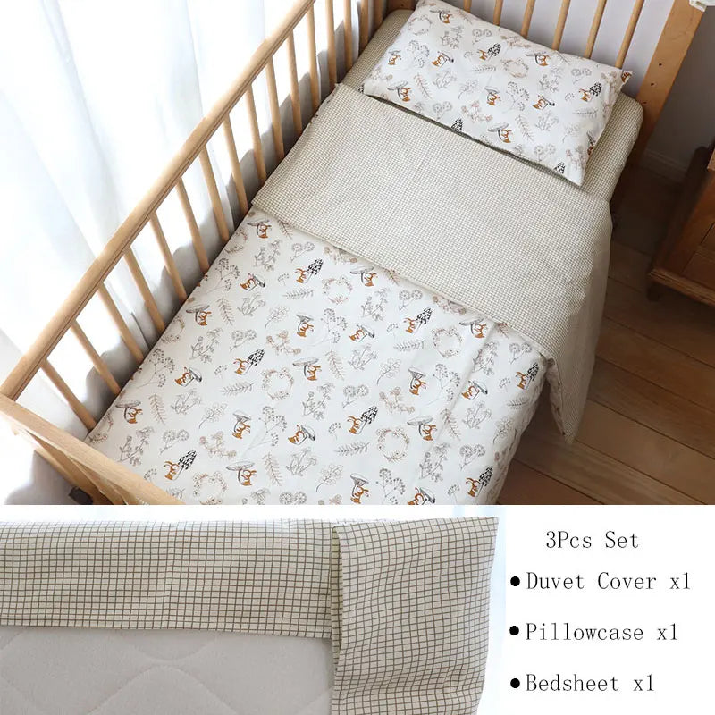 3 Pcs Crib Bedding Set