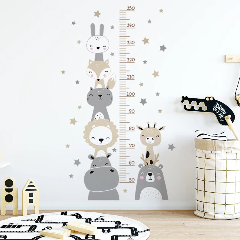3PC Cartoon Animal Height Wall Sticker