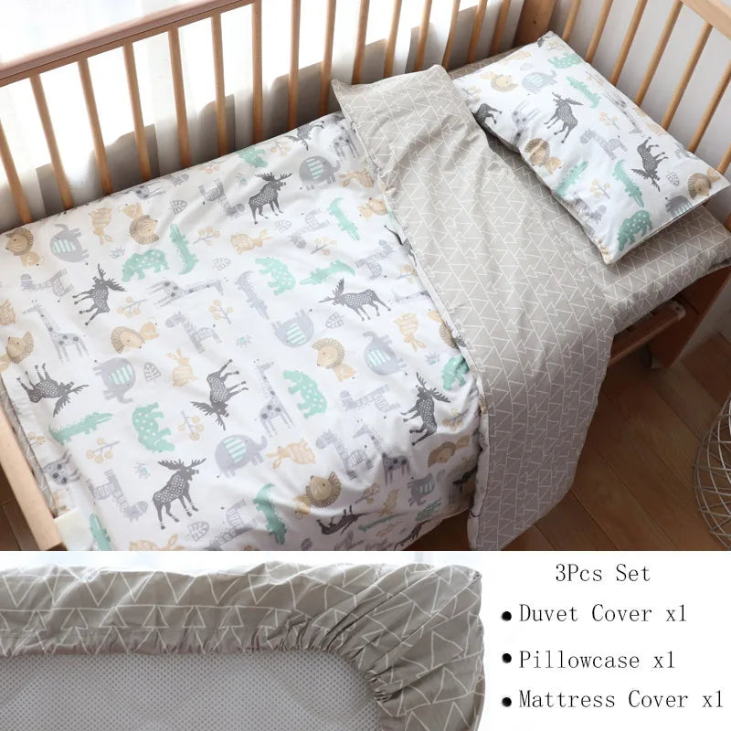 3 Pcs Crib Bedding Set
