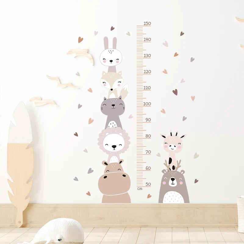 3PC Cartoon Animal Height Wall Sticker