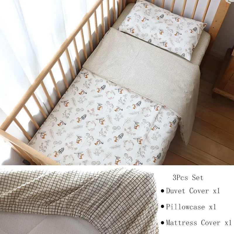 3 Pcs Crib Bedding Set