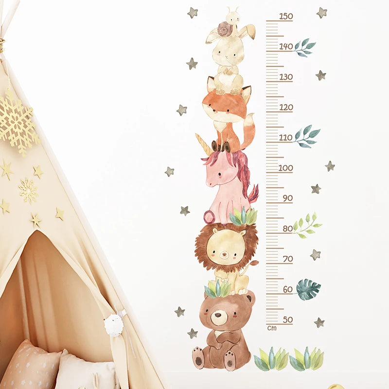 3PC Cartoon Animal Height Wall Sticker