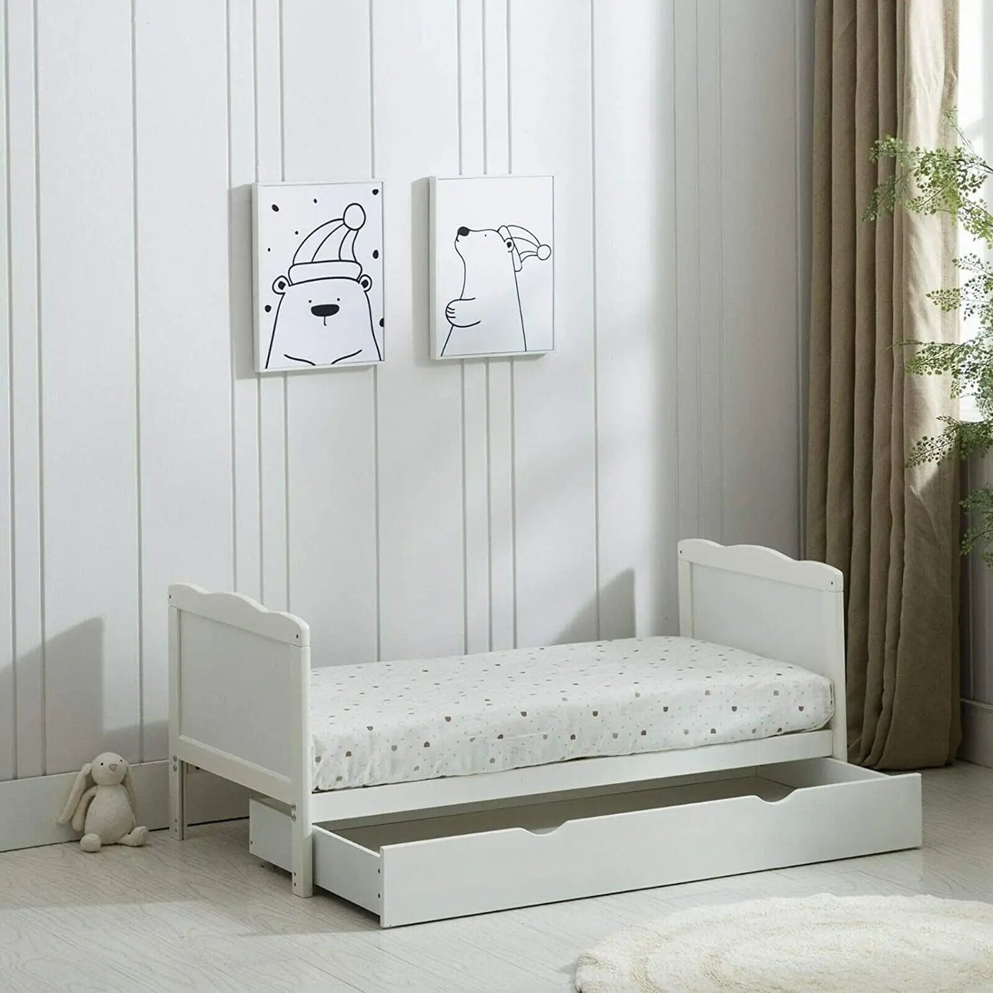 Baby Cot Bed & Drawer With Mattress (126 x 66 cm)
