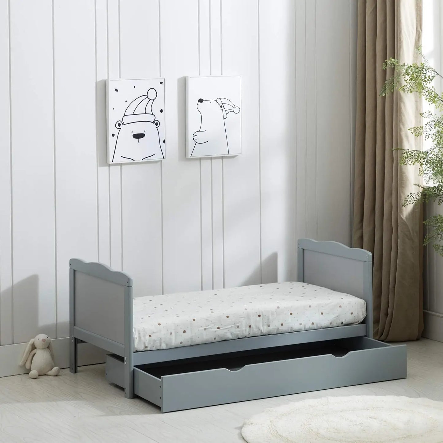 Baby Cot Bed & Drawer With Mattress (126 x 66 cm)