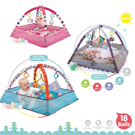 Baby Play Mat With Safety Mesh Guard