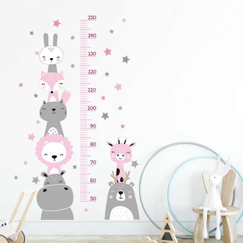 3PC Cartoon Animal Height Wall Sticker