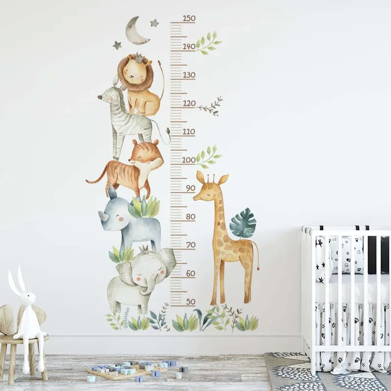 3PC Cartoon Animal Height Wall Sticker