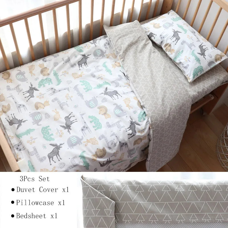 3 Pcs Crib Bedding Set