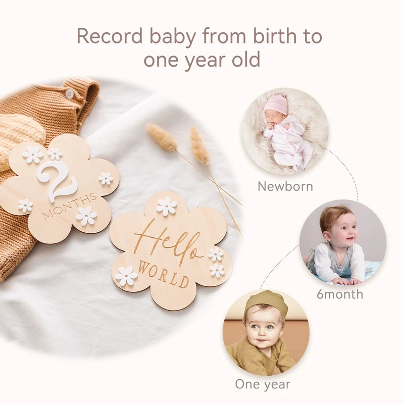 Wooden Baby Month Milestone