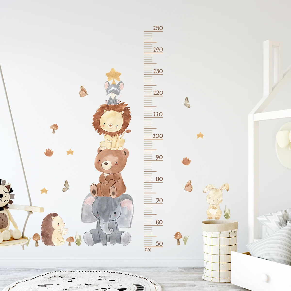 3PC Cartoon Animal Height Wall Sticker