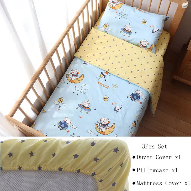 3 Pcs Crib Bedding Set
