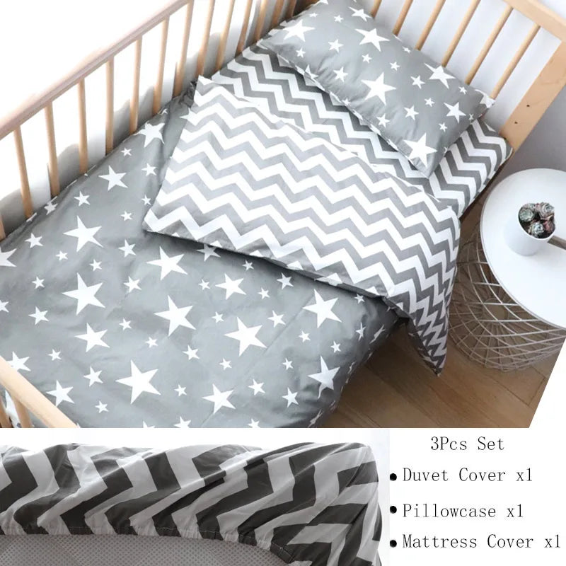 3 Pcs Crib Bedding Set