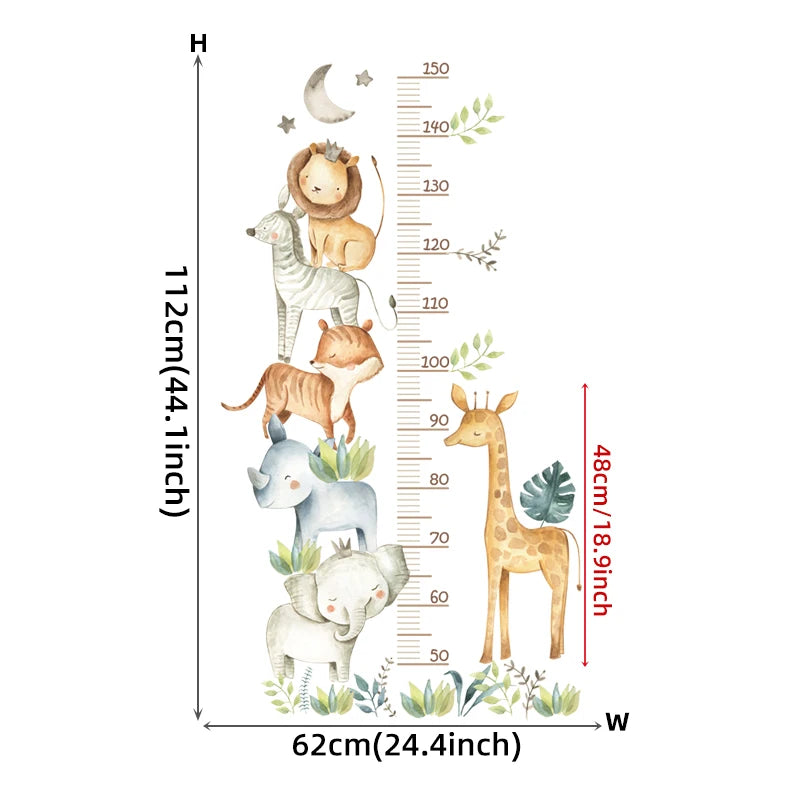 3PC Cartoon Animal Height Wall Sticker