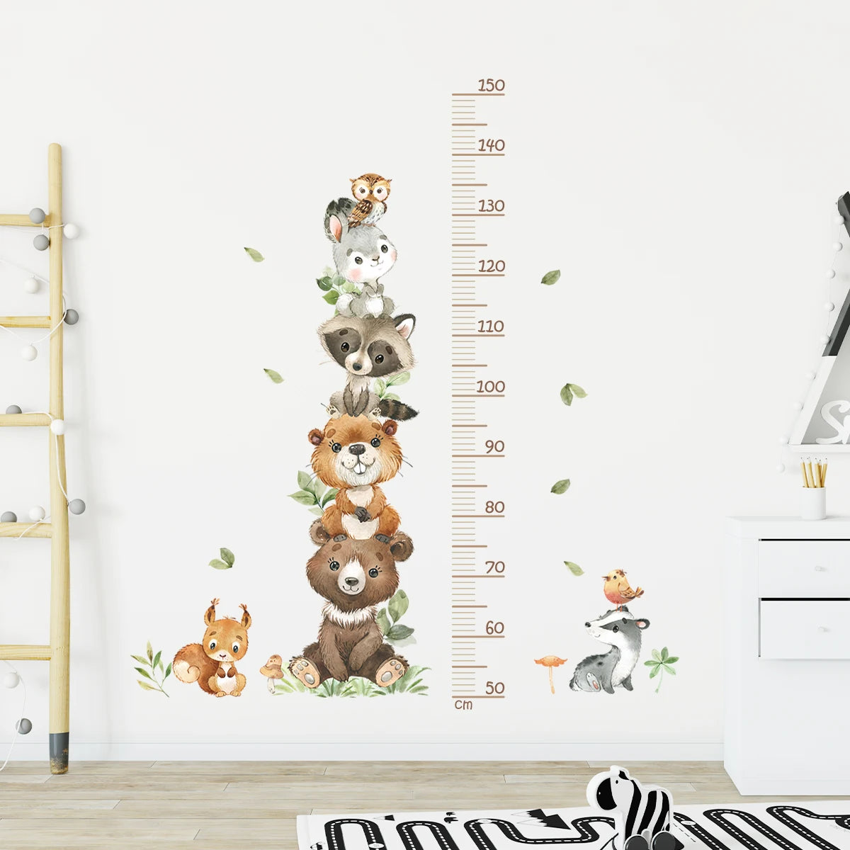 3PC Cartoon Animal Height Wall Sticker