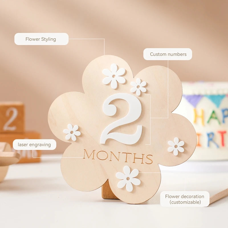 Wooden Baby Month Milestone