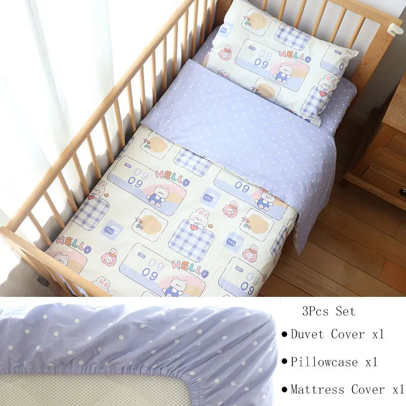 3 Pcs Crib Bedding Set