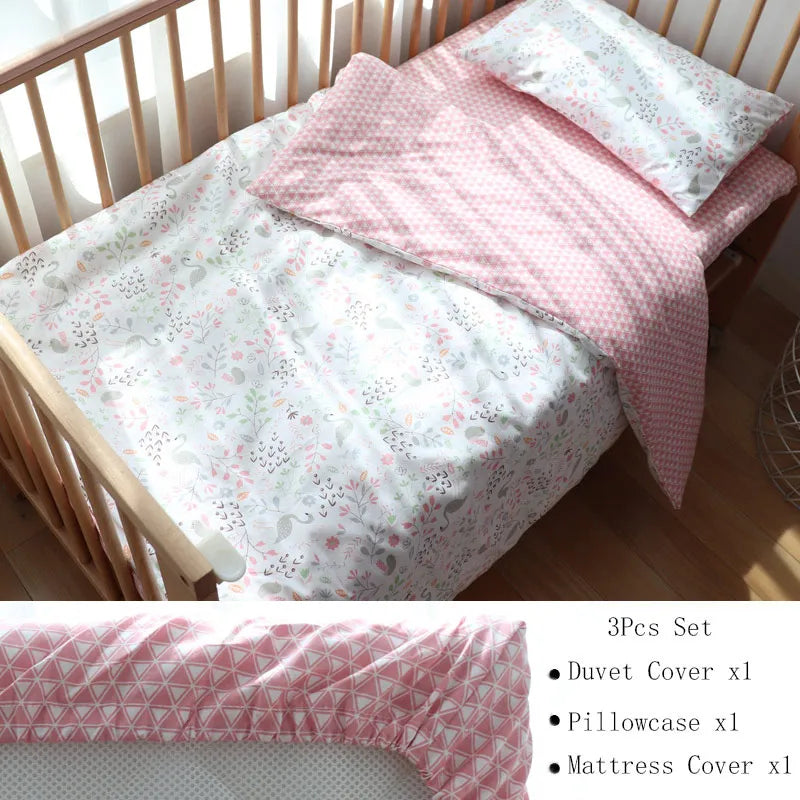 3 Pcs Crib Bedding Set
